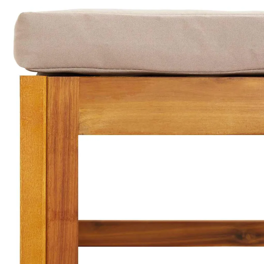 Repose-pied de jardin avec coussin taupe bois massif d'acacia - 7