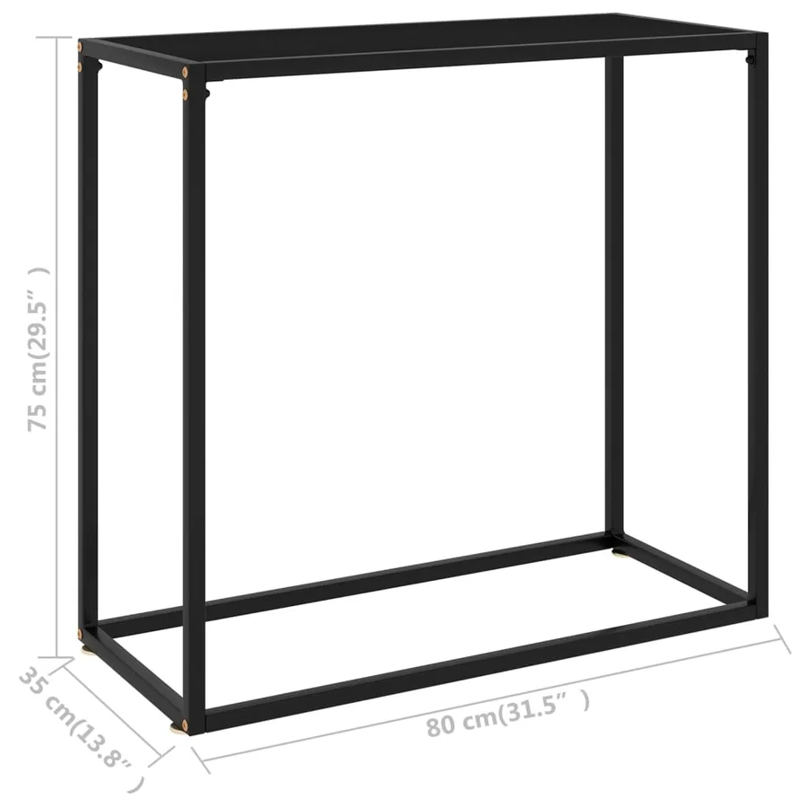 Table console Noir 80x35x75 cm Verre trempé - 6