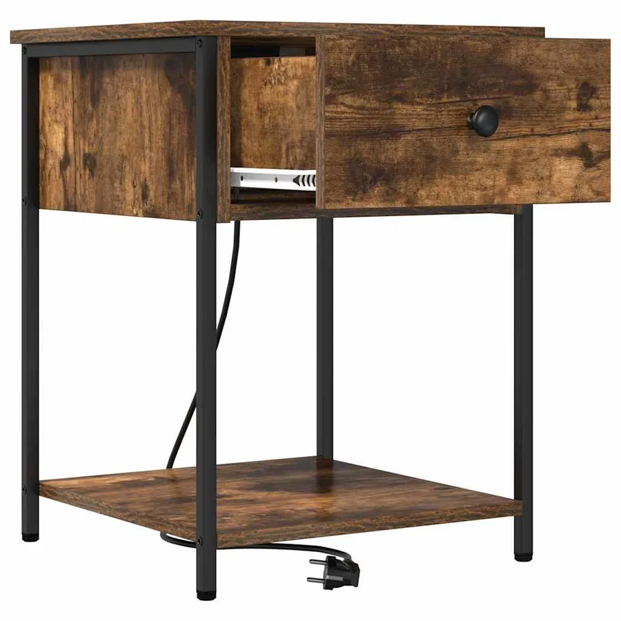 Cabinet de chevet Chêne fumé 42 x 41 x 56 cm Bois d'ingénierie - 5