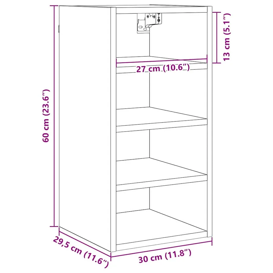 Armoire suspendue avec étagère Chêne noir 30 x 29,5 x 60 cm - 11