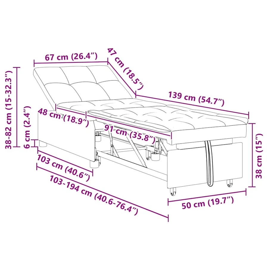Canapé-lit escamotable Crème 194 x 67 x 82 cm Microfibre - 11