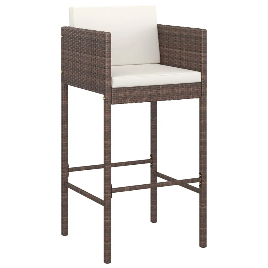 Ensemble de bar de jardin 7pcs coussins Résine tressée Marron - 3
