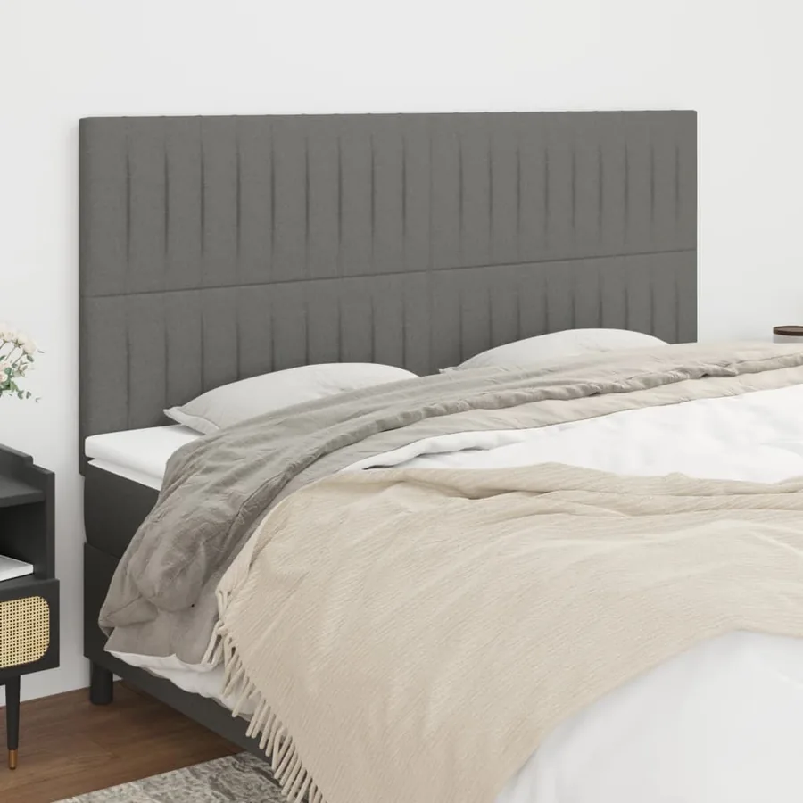 Tête de lit Gris foncé 200x5x118/128 cm Tissu