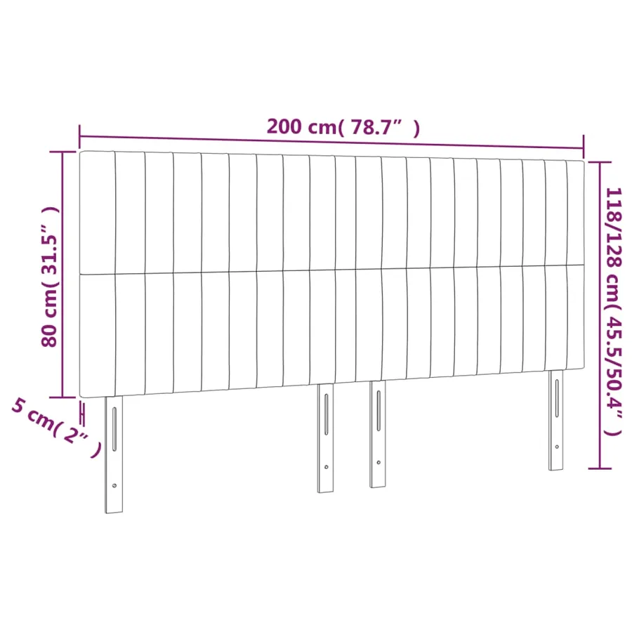 Tête de lit Gris foncé 200x5x118/128 cm Tissu - 8
