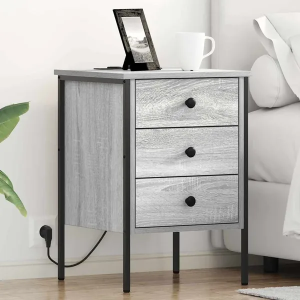 Cabinet de chevet avec tiroir 2 pcs Gris Sonoma 42 x 41 x 61 cm