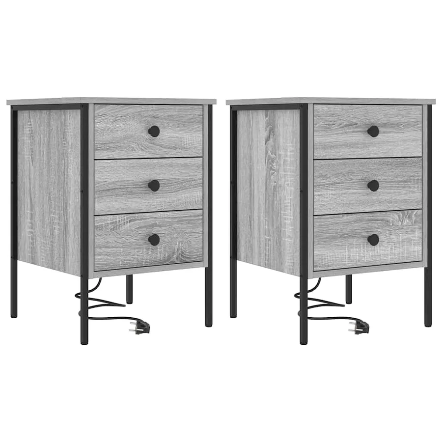 Cabinet de chevet avec tiroir 2 pcs Gris Sonoma 42 x 41 x 61 cm - 2