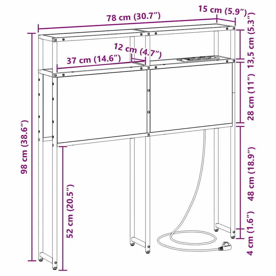 Tête de lit de rangement Chêne fumé Bois d'ingénierie - 13