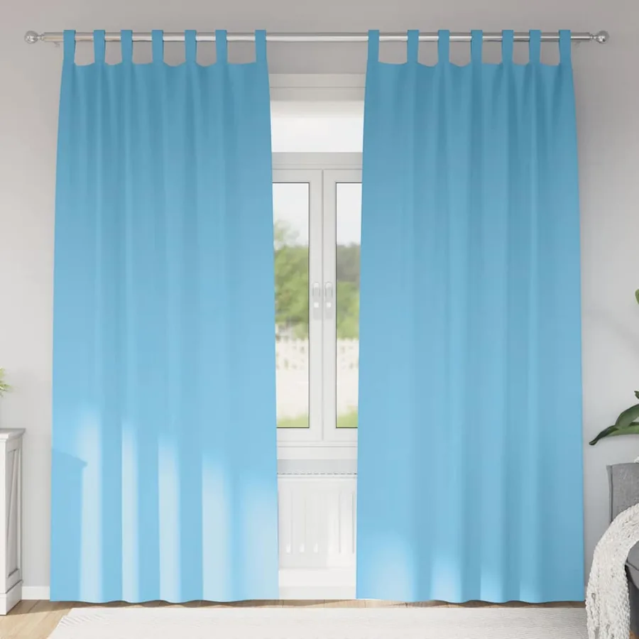 Rideaux occultants avec anneaux 2 pcs Bleu clair 225 x 140 cm