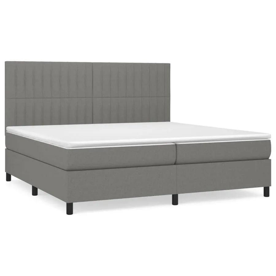 Sommier à lattes de lit avec matelas Gris foncé 200x200cm Tissu - 2