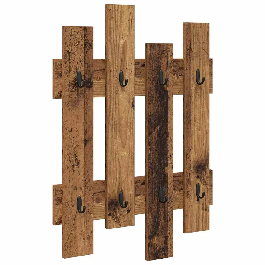 Porte-manteau mural Montage mural Bois ancien 60 x 3 x 82 cm - 2