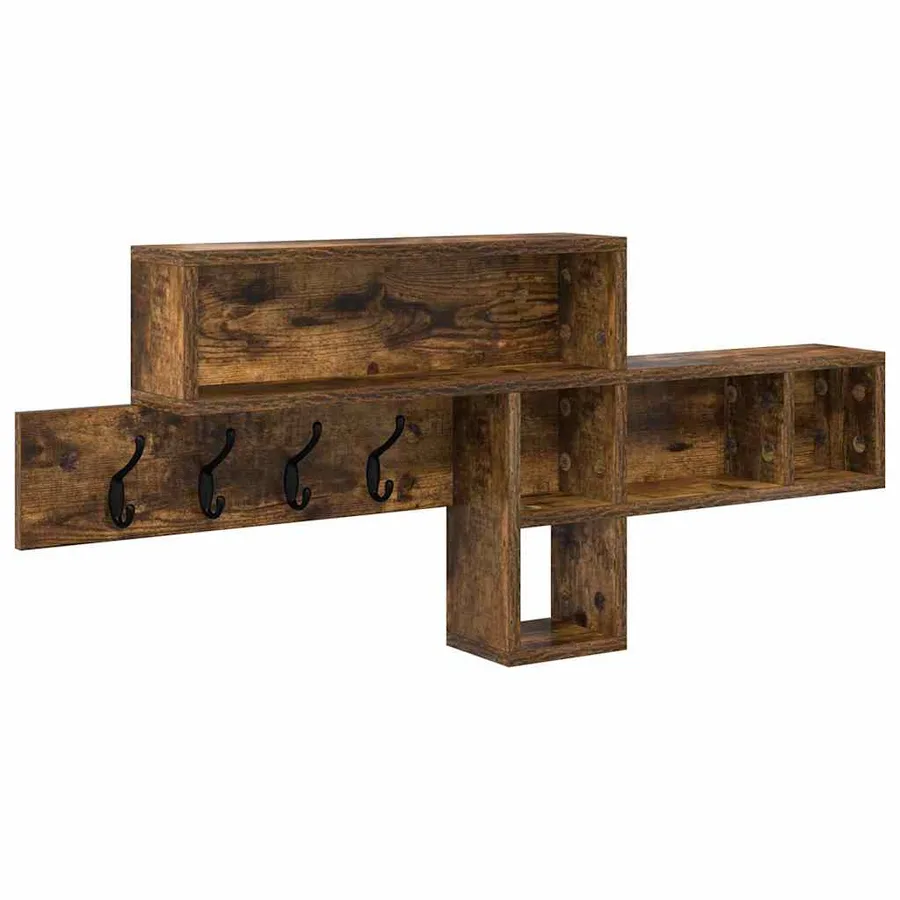 Porte-manteau mural avec étagère Chêne fumé 100 x 12 x 43,5 cm - 2