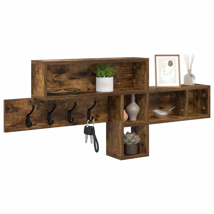 Porte-manteau mural avec étagère Chêne fumé 100 x 12 x 43,5 cm - 3