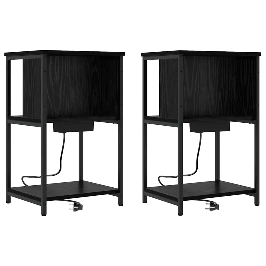 Cabinet de chevet 2 pcs Chêne noir 38 x 31 x 61 cm - 2