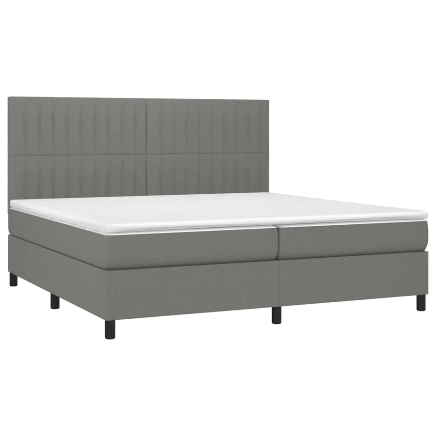 Sommier à lattes de lit avec matelas Gris foncé 200x200cm Tissu - 3