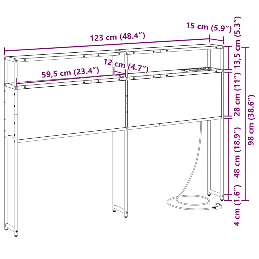 Tête de lit de rangement Chêne sonoma Bois d'ingénierie - 13