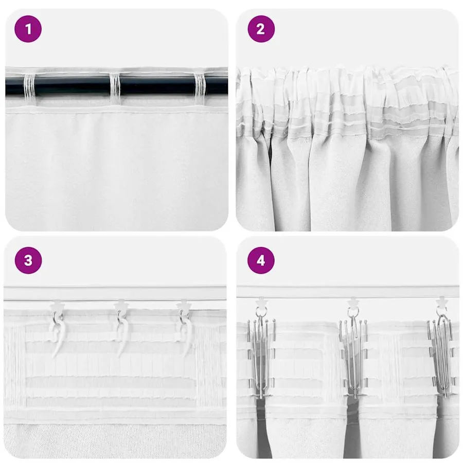 Rideaux occultants avec anneaux 2 pcs Blanc pur 245 x 140 cm - 7