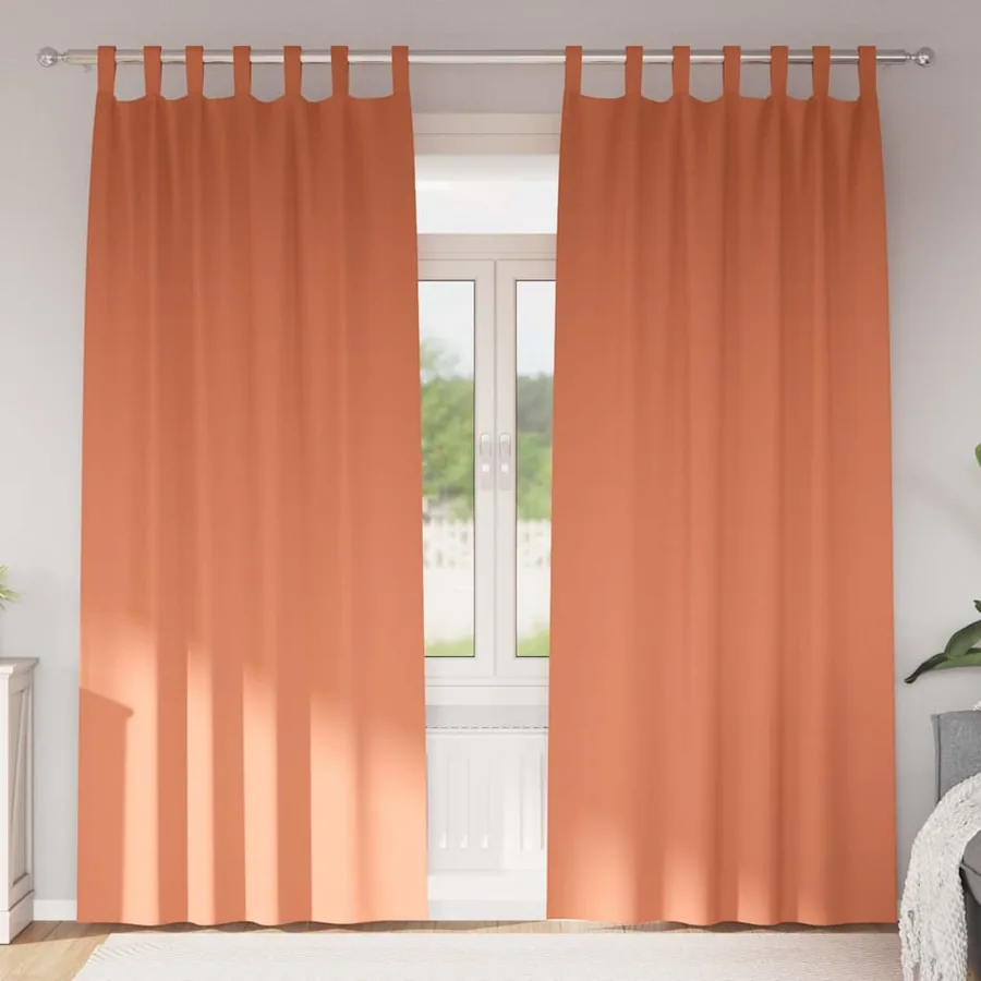 Rideaux occultants avec anneaux 2 pcs Couleur terre cuite
