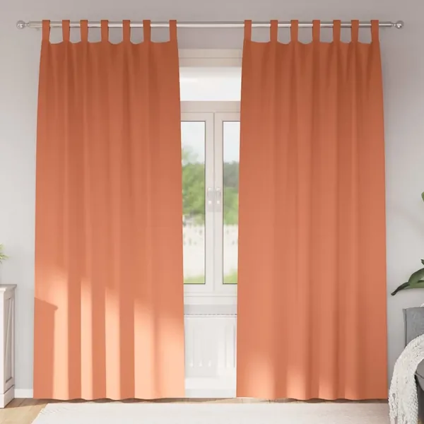 Rideaux occultants avec anneaux 2 pcs Couleur terre cuite