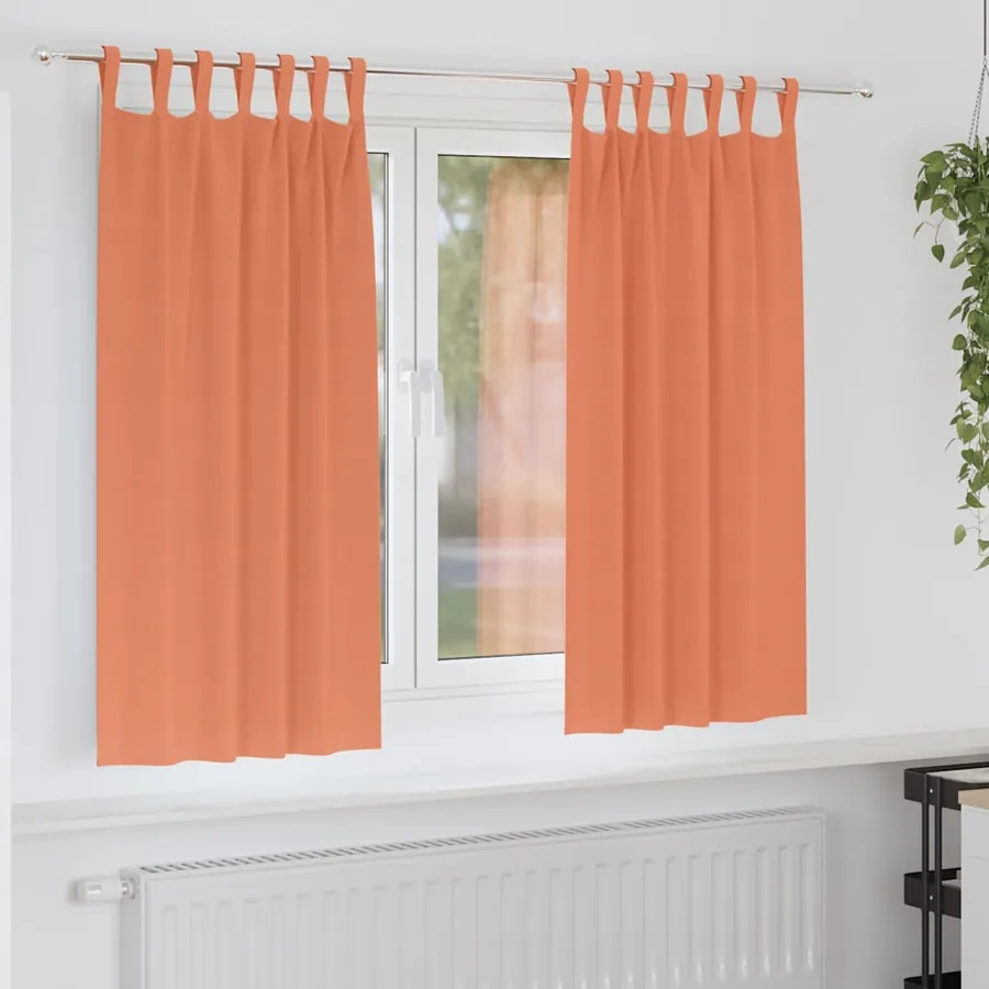 Rideaux occultants avec anneaux 2 pcs Couleur terre cuite