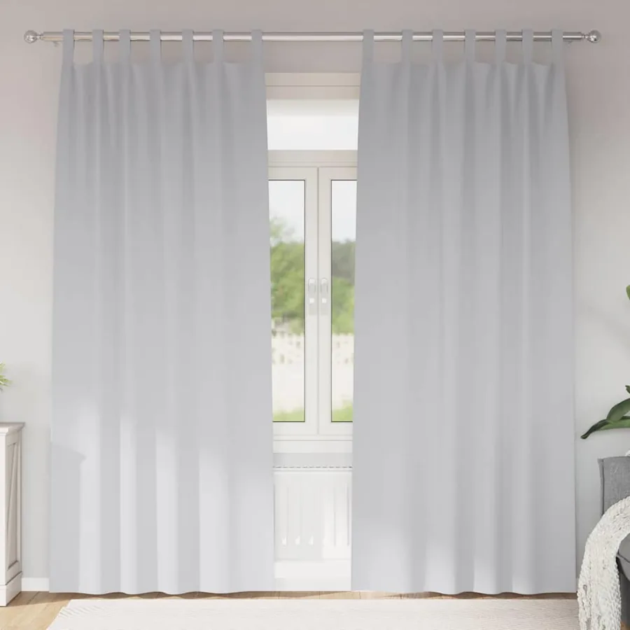 Rideaux occultants avec anneaux 2 pcs Gris pâle 225 x 140 cm