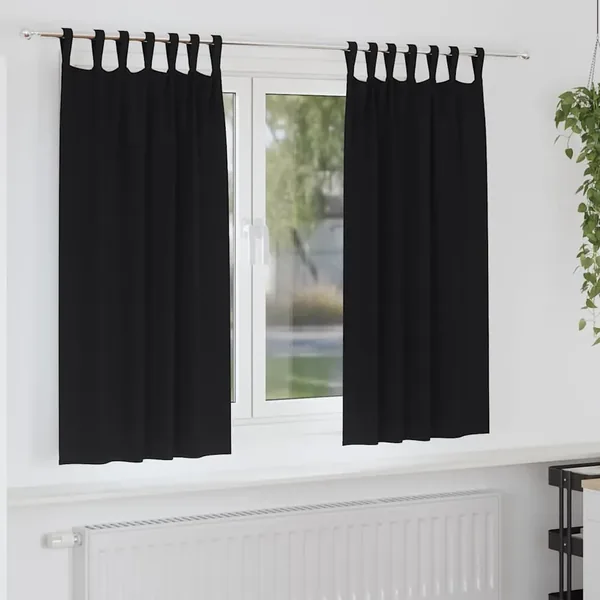 Rideaux occultants avec anneaux 2 pcs Noir 175 x 140 cm