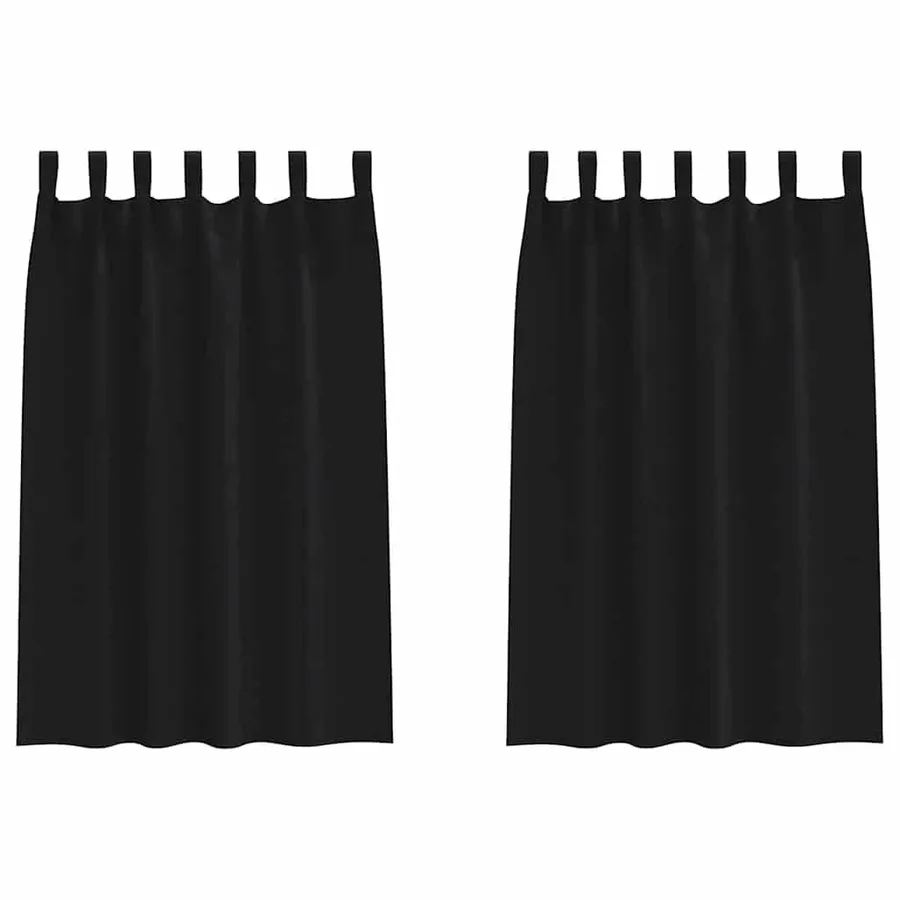 Rideaux occultants avec anneaux 2 pcs Noir 175 x 140 cm - 2