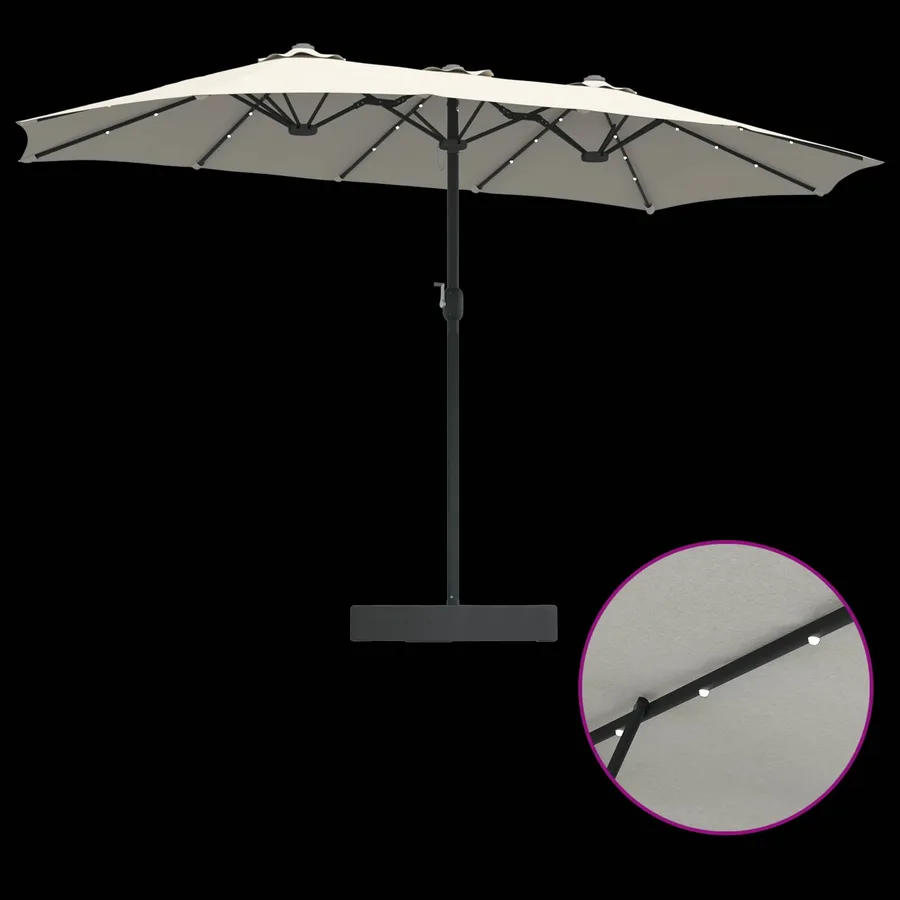 Parasol de jardin Sable et anthracite 385 x 209 x 244 cm - 9