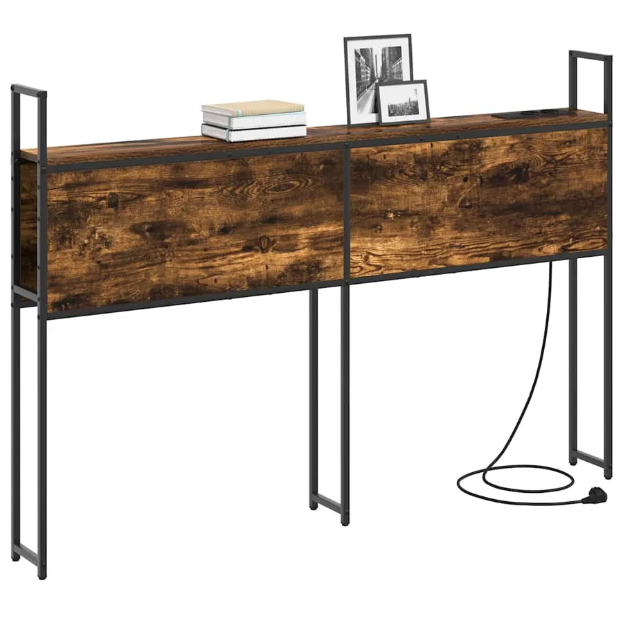 Headboard de Rangement avec Station de Charge Chêne fumé - 3