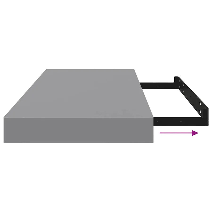 Étagère murale flottante gris 60x23,5x3,8 cm MDF - 10