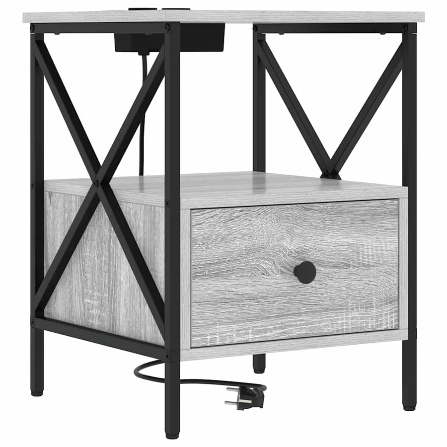 Cabinet de chevet avec tiroir Gris Sonoma 41,5 x 40,5 x 55 cm - 2