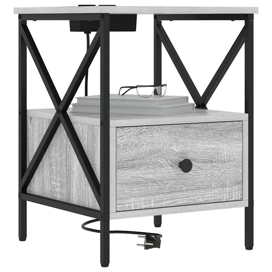 Cabinet de chevet avec tiroir Gris Sonoma 41,5 x 40,5 x 55 cm - 3