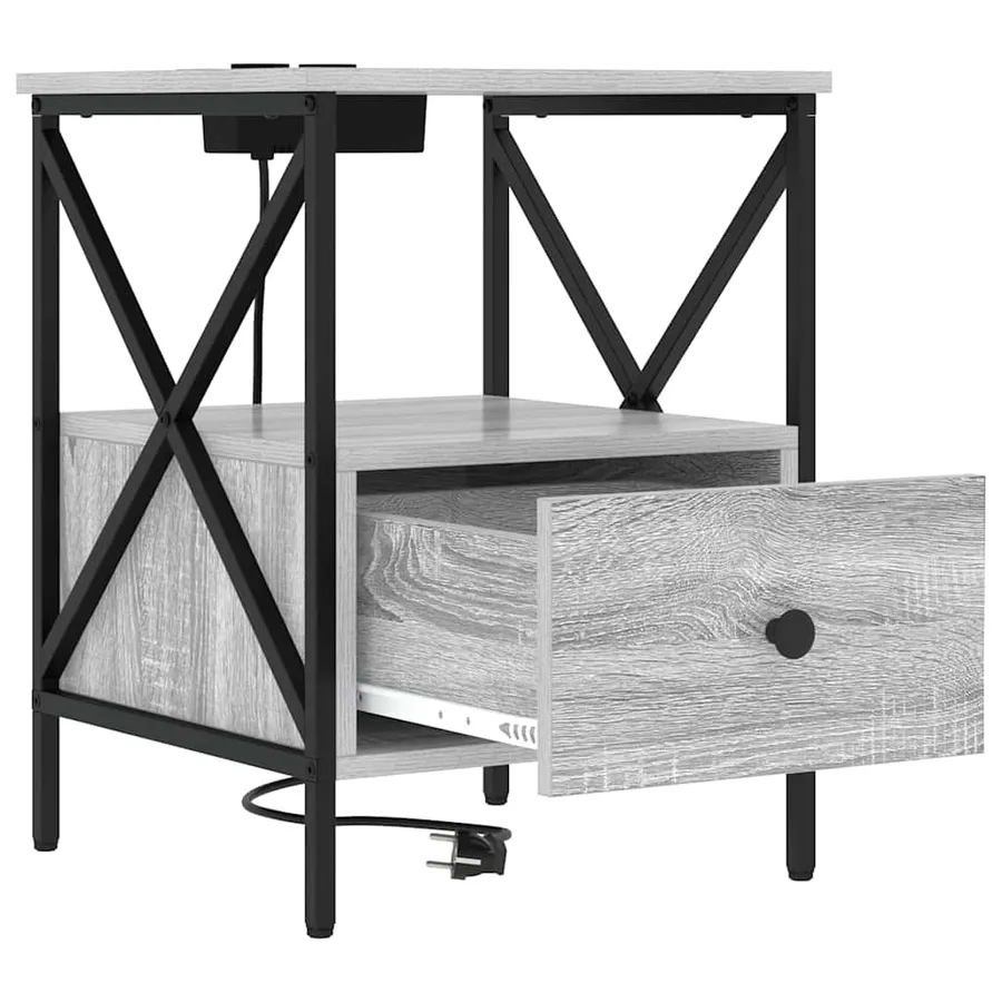 Cabinet de chevet avec tiroir Gris Sonoma 41,5 x 40,5 x 55 cm - 5