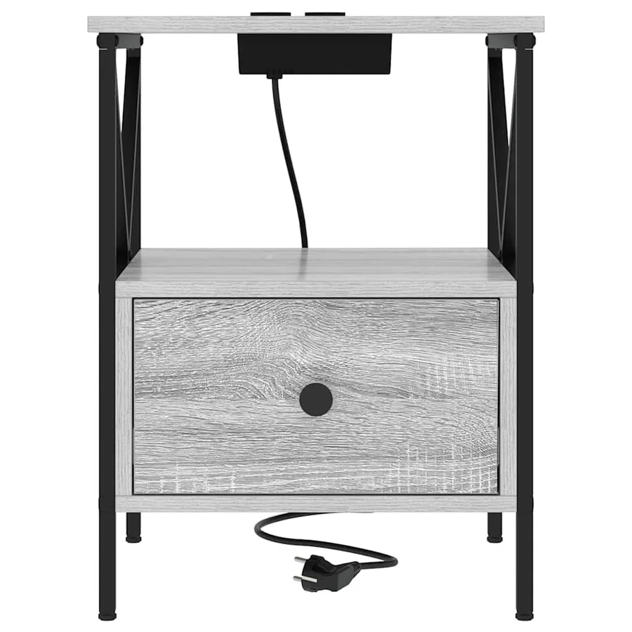 Cabinet de chevet avec tiroir Gris Sonoma 41,5 x 40,5 x 55 cm - 6