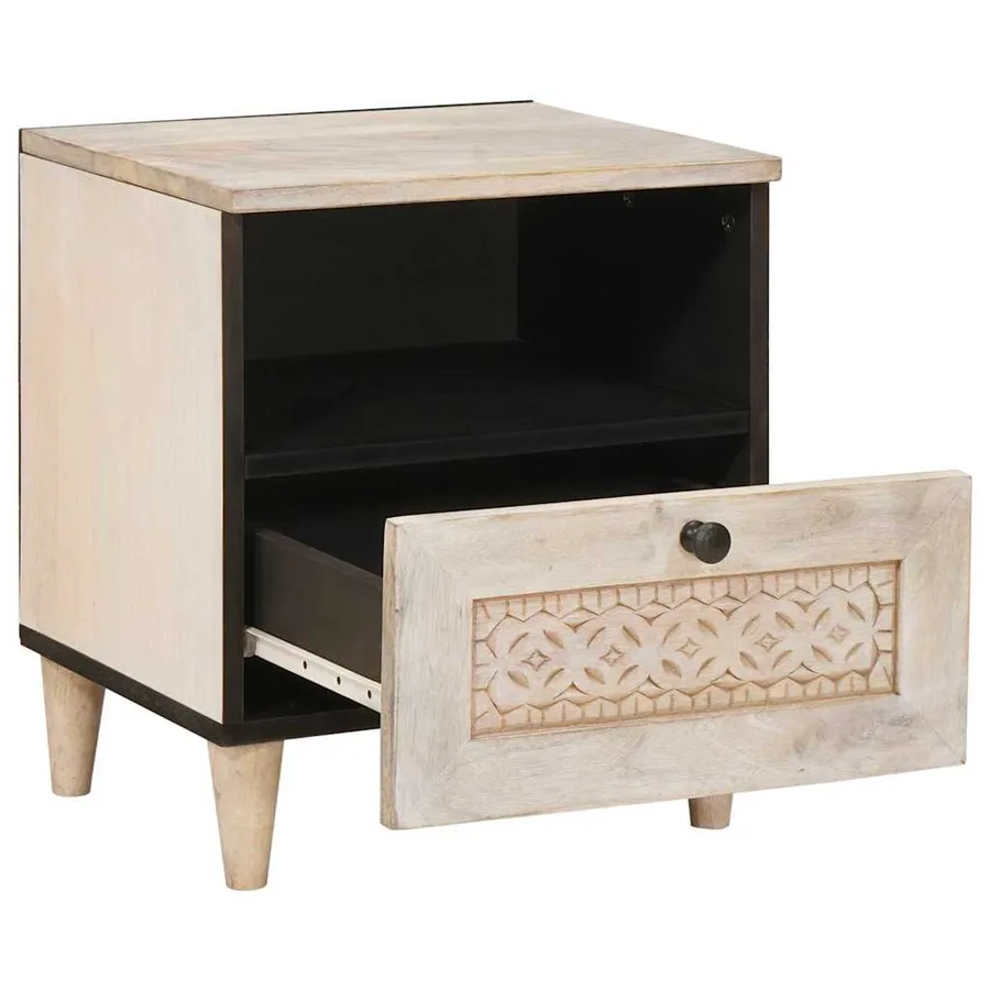 Table de chevet 2 pcs Blanc 40 x 33 x 46 cm Bois d'ingénierie - 3
