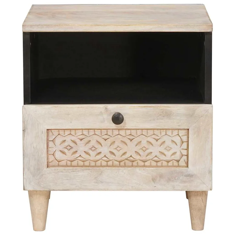 Table de chevet 2 pcs Blanc 40 x 33 x 46 cm Bois d'ingénierie - 4