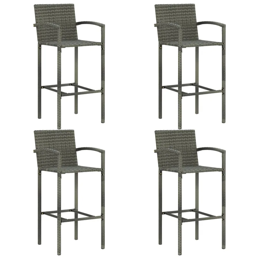 Ensemble de bar de jardin 5 pcs Résine tressée Gris - 6