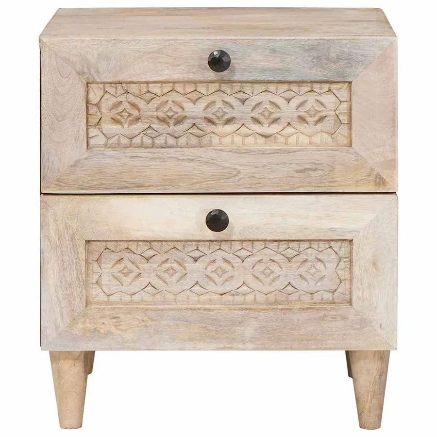 Table de chevet Blanc 40 x 33 x 46 cm Bois d'ingénierie - 3