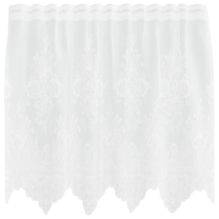 Rideau en Dentelle Floral Blanc 120 x 150 cm Polyester - 2