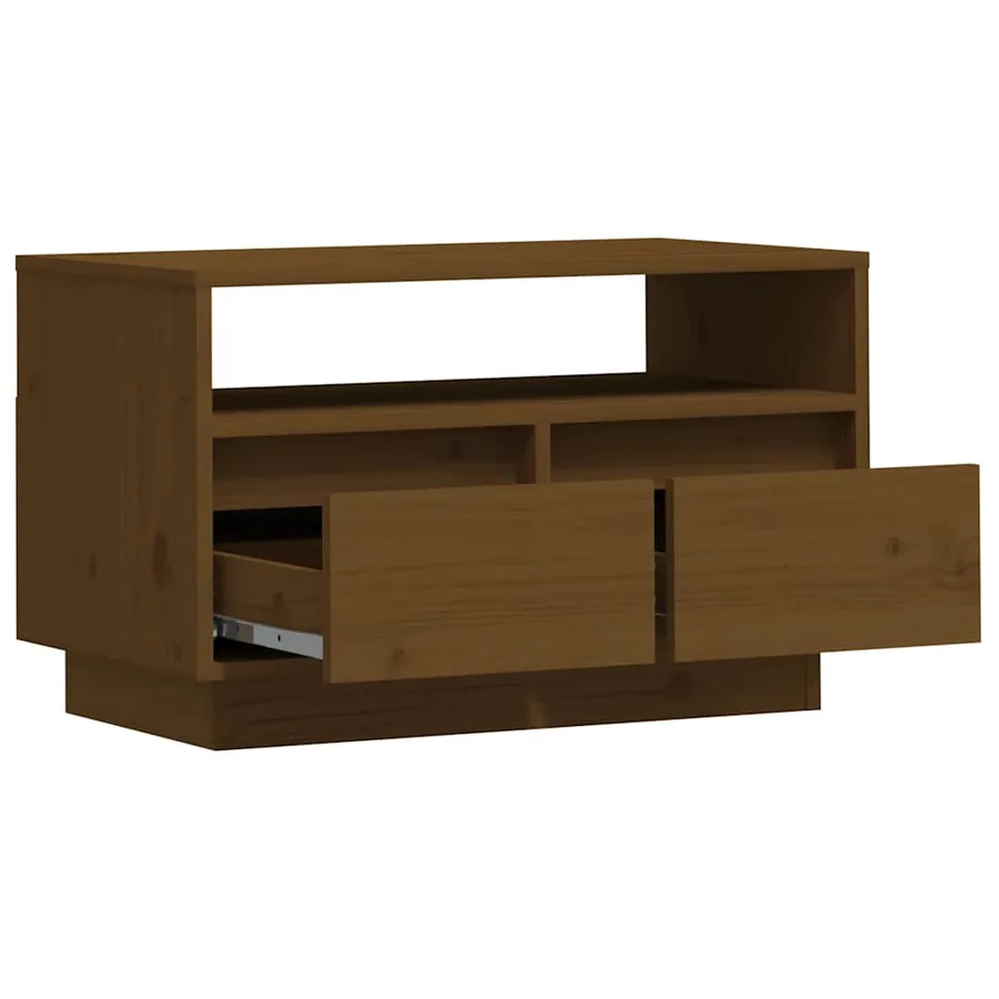 Meuble TV Marron miel 60x35x37 cm Bois de pin massif - 7