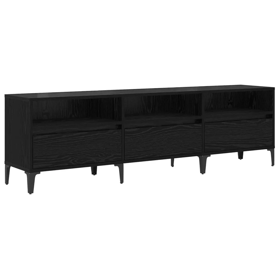 Meuble TV Chêne noir 150 x 30 x 45 cm Bois d'ingénierie et fer - 2