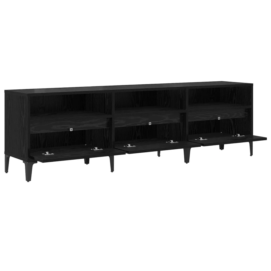 Meuble TV Chêne noir 150 x 30 x 45 cm Bois d'ingénierie et fer - 5