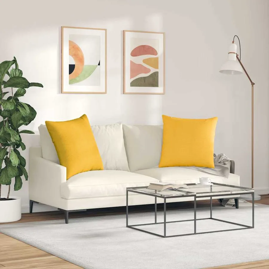 Coussins de canapé 2 pcs Jaune clair 60 x 60 cm - 4