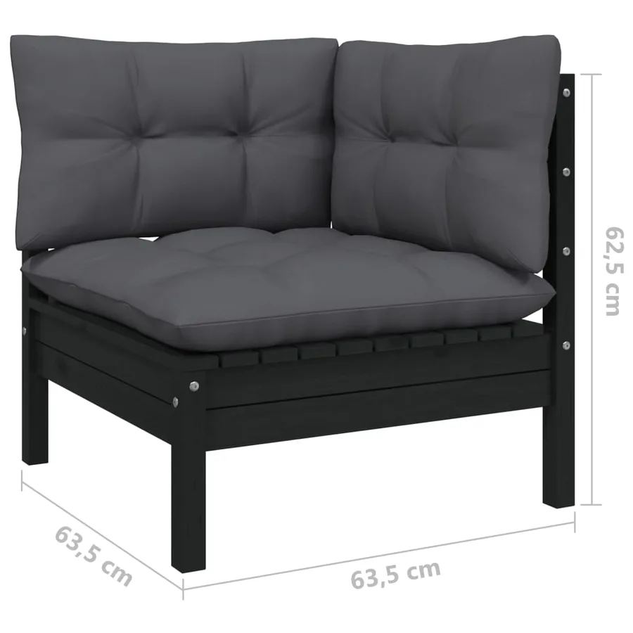 Canapé 2 places de jardin avec coussins anthracite Bois de pin - 6