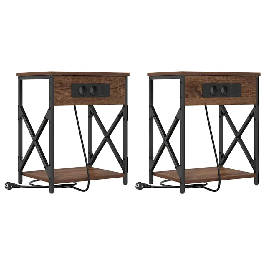 Cabinet de chevet 2 pcs Chêne brun 41 x 31 x 51 cm - 2
