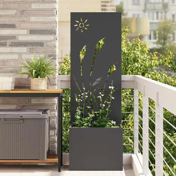 Écran de confidentialité de jardin Fretwork Noir 50 x 150 cm