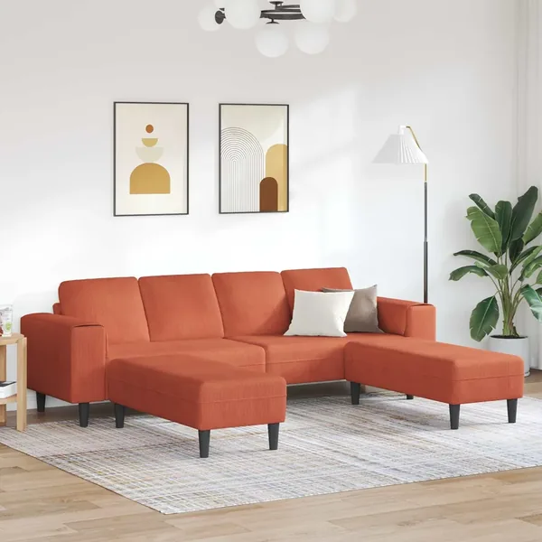 Canapé Rouge orange 250 x 188 x 76 cm Tissu en velours côtelé