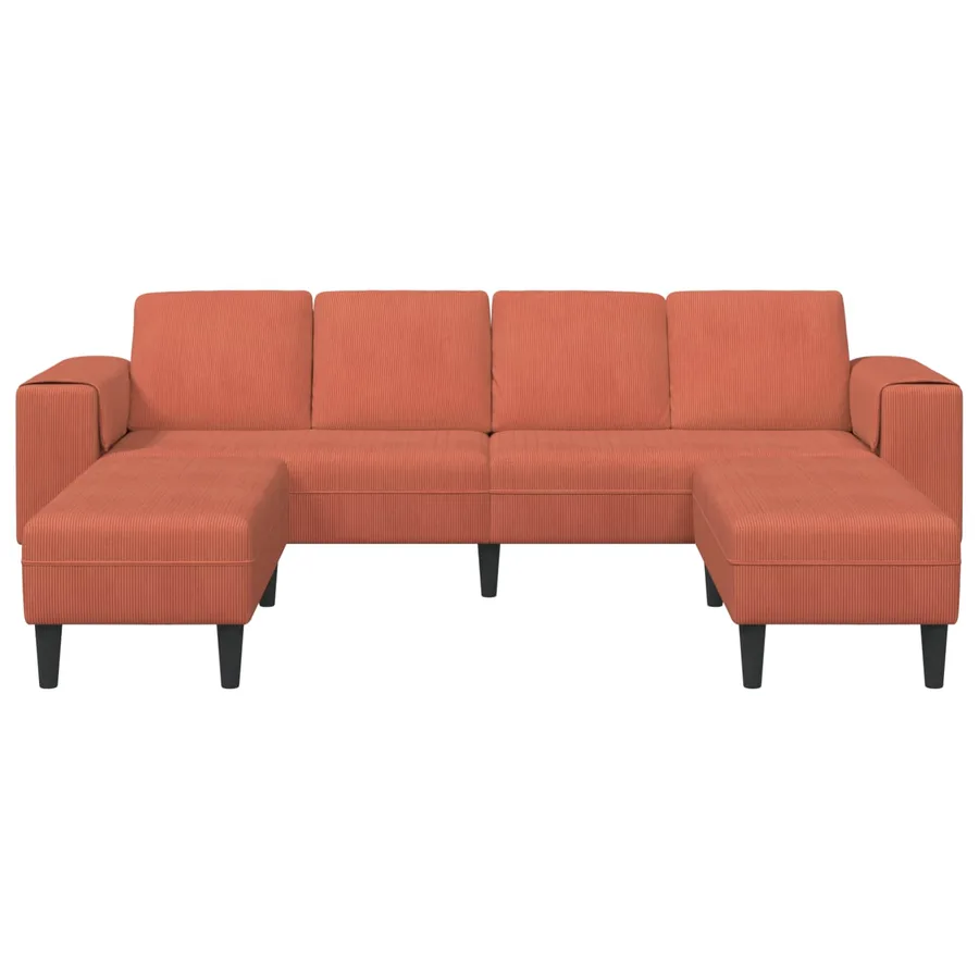 Canapé Rouge orange 250 x 188 x 76 cm Tissu en velours côtelé - 4