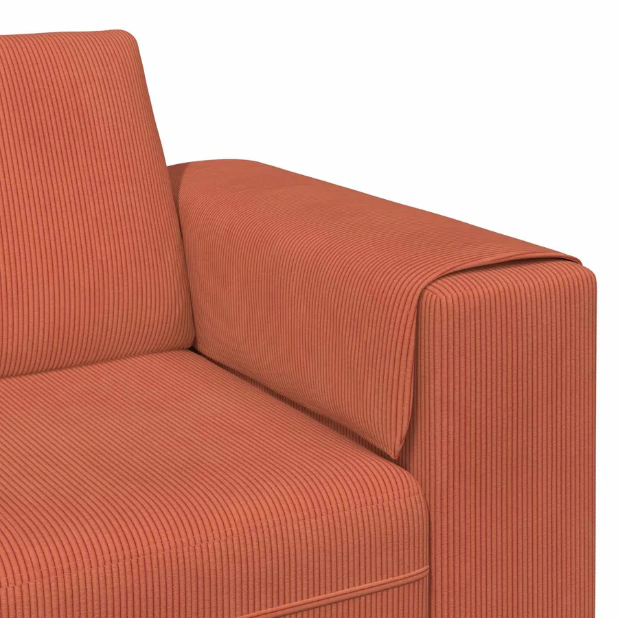 Canapé Rouge orange 250 x 188 x 76 cm Tissu en velours côtelé - 7