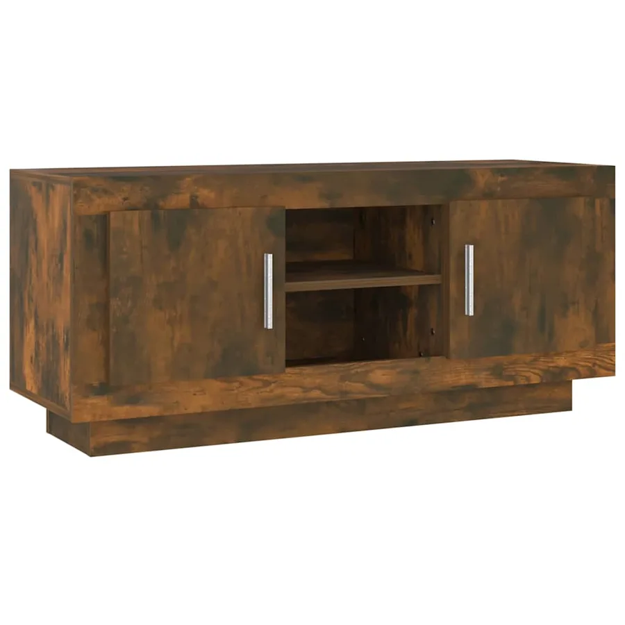 Meuble TV chêne fumé 102x35x45 cm bois d'ingénierie - 2