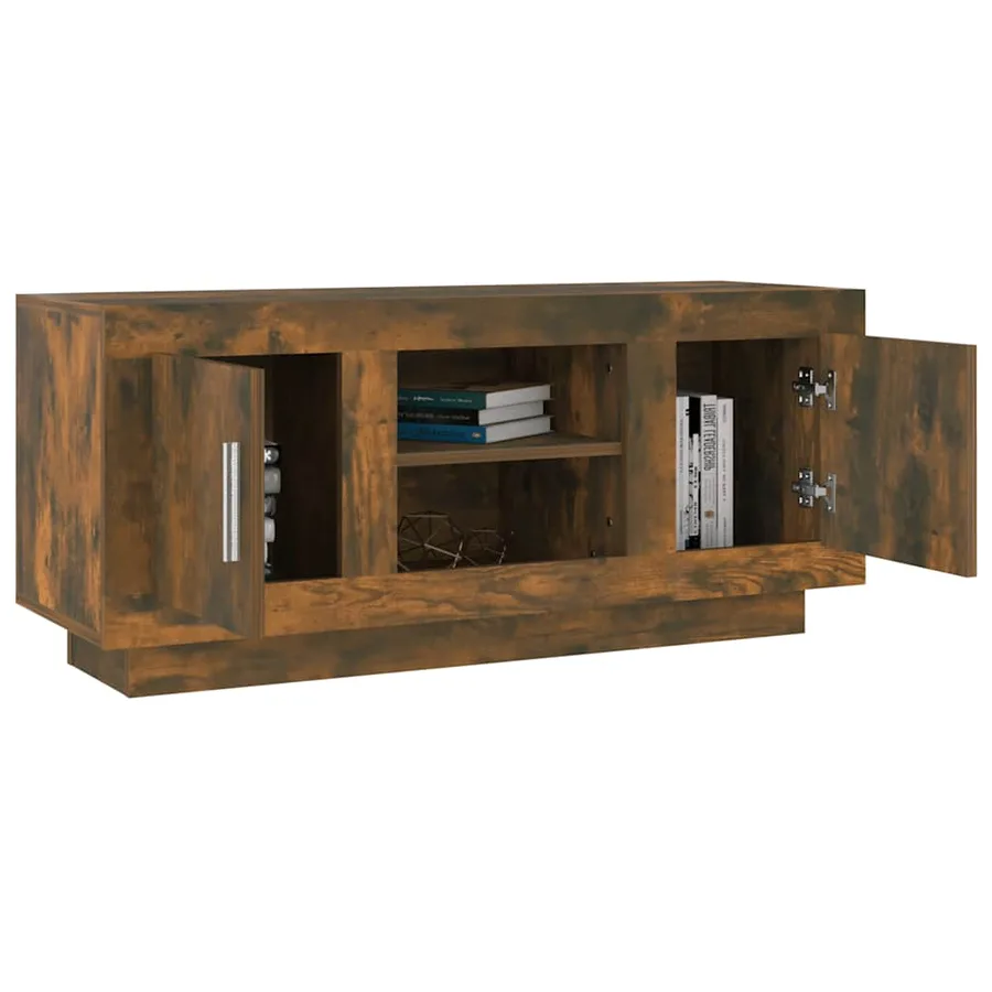 Meuble TV chêne fumé 102x35x45 cm bois d'ingénierie - 4